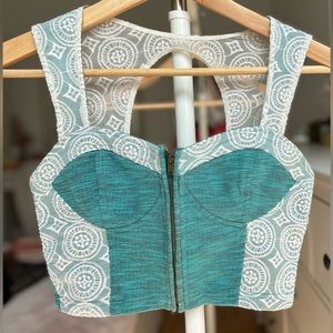 Green Bustier top with zip detailing in front